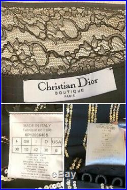 Vintage DIOR Beaded Lace Slip Dress FR 38 US 6