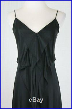 Vintage DKNY Donna Karan New York 1990s Acetate Jersey Ruffled Slip Dress Small