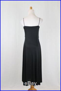 Vintage DKNY Donna Karan New York Liquid Acetate Jersey Ruffled Slip Dress S
