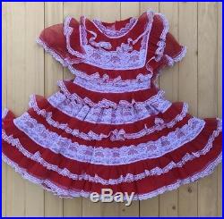 Vintage Daddeese Lil Princess Red Sheer Dress And Slip