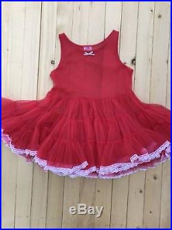 Vintage Daddeese Lil Princess Red Sheer Dress And Slip