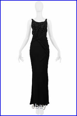Vintage Dior By Galliano Black Crystal Knot Gown