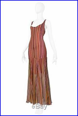 Vintage Dior By Galliano Mauve Blanket Stripe Print Slip Dress