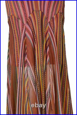 Vintage Dior By John Galliano Mauve Blanket Stripe Print Slip Dress