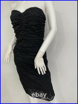 Vintage Dolce Gabbana Bustier Corset Dress Black Lace Built In Corset IT42