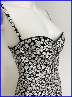 Vintage Dolce Gabbana Bustier Slip Dress Floral Silk Size IT 42 Fits 4