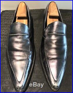 Vintage Dolce & Gabbana Mens metallic pointy toe Slip On retro Shoes US8-8.5