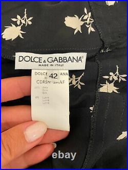 Vintage Dolce & Gabbana Sheer Black Silk Midi Slip Dress It 42 S-M
