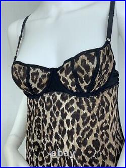 Vintage Dolce Gabbana Slip Dress Black Lined W Leopard Print Est Size Medium