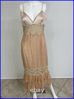 Vintage Dolce Gabbana Slip Dress Silk Chiffon Lace Maxi Size 46