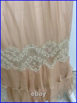 Vintage Dolce Gabbana Slip Dress Silk Chiffon Lace Maxi Size 46