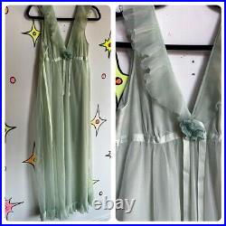 Vintage Double Layer Chiffon Sheer Babydoll Fairy Grunge Nighty Slip Dress M