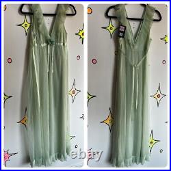 Vintage Double Layer Chiffon Sheer Babydoll Fairy Grunge Nighty Slip Dress M