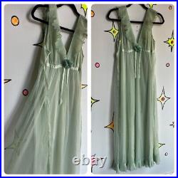 Vintage Double Layer Chiffon Sheer Babydoll Fairy Grunge Nighty Slip Dress M