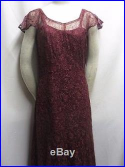 Vintage Dress 30s 1930s Bias Cut Sheer Lace Jacket Slip Holiday Glamour V Back