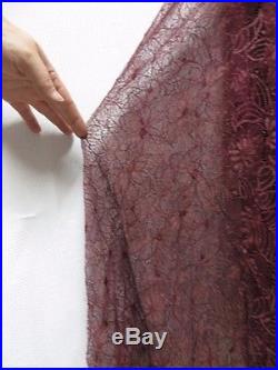 Vintage Dress 30s Bias Cut Sheer Lace Jacket Slip Art Deco Glamour V Back Long