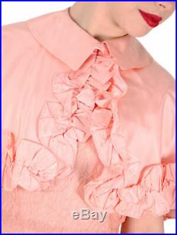 Vintage Dress S Peach Lace Tea Gown with Bias Cut Slip & Capelet 1930s 32-29-38