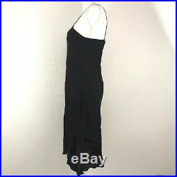 Vintage Dries Van Noten Size 40 Slip Dress Rayon Black Tank V-Neck READ