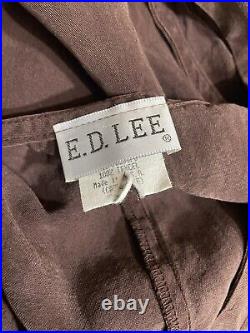 Vintage E. D. Lee Maxi Dress Size Medium Long Brown Tencel Sundress Cottagecore M