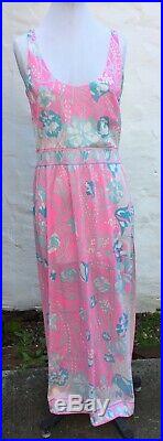 Vintage EMILIO PUCCI Side Slit Formfit Rogers Nightgown Slip Dress S Italy EPFR
