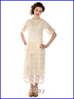 Vintage Early 1920s Dress/Slip Young Womans Ivory Cotton Gauze Summer 32-32-42