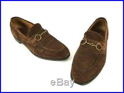 Vintage Edward Green Paul Stuart 11C Horsebit Suede Leather Slip On Loafer Shoes