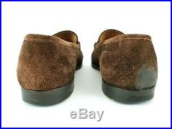 Vintage Edward Green Paul Stuart 11C Horsebit Suede Leather Slip On Loafer Shoes