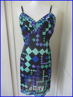 Vintage Emilio PUCCI Formfit Rogers Geometric Diamond Slip Dress Size Small 36