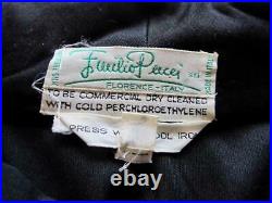 Vintage Emilio Pucci Black Dress Sz 16 Partial Front Button Down Long Sleeves
