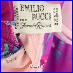 Vintage Emilio Pucci Formfit Rogers Lingerie Slip Dress 60s Pink Floral 34-C