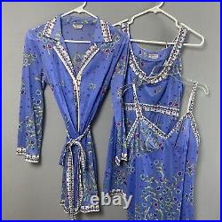 Vintage Emilio Pucci Formfit Rogers Robe Nightgown Slip Dress Set Small Nylon