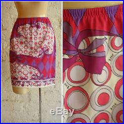 Vintage Emilio Pucci Half Dress Slip 1960s Pink Purple Geometric Slip Skirt S/M