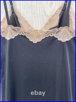 Vintage Emilio Pucci Slip Dress Black Tan Lace Gorgeous Detail 36 Short Sz Med