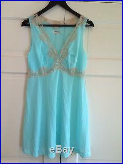 Vintage Emilio Pucci for Rogers Formfit Aqua Nightgown Lace Slip Dress Sz M EUC