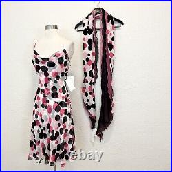 Vintage Escada NWT Slip Dress Silk White Pink Black 2003 size 34 Small