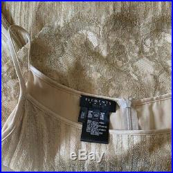 Vintage Escada Silk Gold Lace Overlay Liner Shimmer Metallic Tank Slip Dress 40