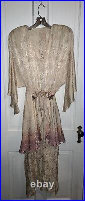 Vintage Ethereal Silk charmeuse Whimsical fairy Ombré Nude Goddess Dress S M L