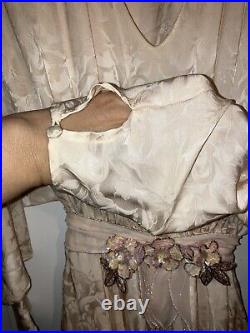 Vintage Ethereal Silk charmeuse Whimsical fairy Ombré Nude Goddess Dress S M L