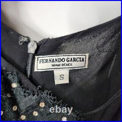Vintage FERNANDO GARCIA 90s y2k Miami Rhinestone Bling Mini Slip Dress Small