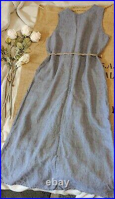 Vintage FLAX Engelhart 100% Linen Dress Sleeveless Cottagecore Lagenlook Pockets