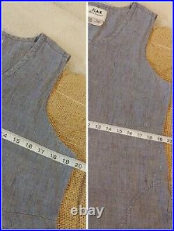 Vintage FLAX Engelhart 100% Linen Dress Sleeveless Cottagecore Lagenlook Pockets