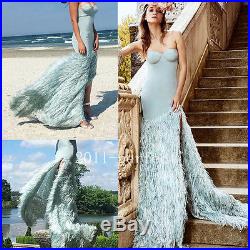 Vintage Feathers Sexy Slip Wedding Dresses Bridal Gown Custom Size 4-6-8-10-12++