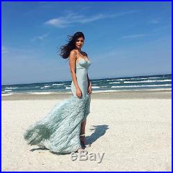 Vintage Feathers Sexy Slip Wedding Dresses Bridal Gown Custom Size 4-6-8-10-12++