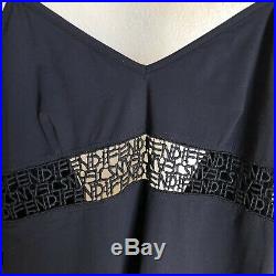 Vintage Fendi Jeans Cut Out Logo Slip Style Black Dress XS/S
