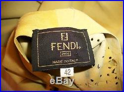 Vintage Fendi Roma Mustard Pierced Suede Slip Dress 42 Very Cool