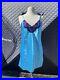 Vintage Fernando Sanchez Slip Dress Lingerie bright Blue Lace Insets Size Medium