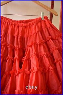 Vintage Fluffy Square Dance Red Petticoat XS-M