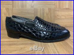 Vintage FootJoy Genuine Alligator Slip On Dress Shoes Black Leather Sz 10