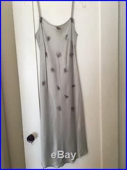 Vintage Fred Segal Gray Silver Silk Slip Dress Small Backless Bias Cut