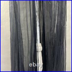 Vintage Fredericks Of Hollywood Slip Dress M Black Lace Corset Sheer Open Duster